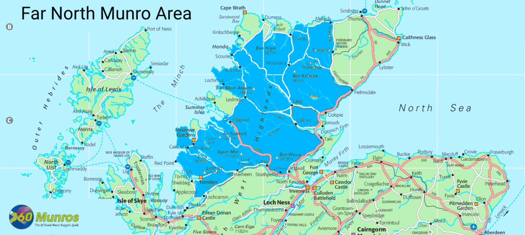 The far north of Scotland Munro area map