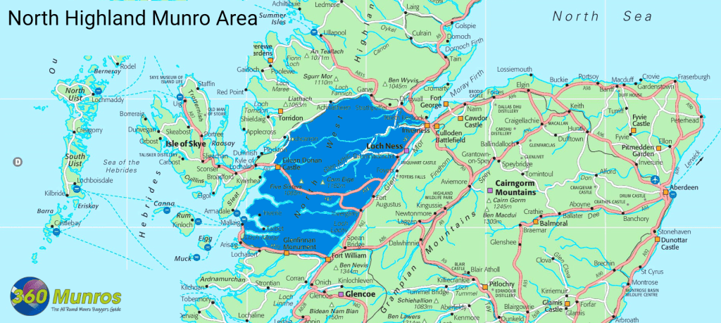 North Highland Munro Area Map