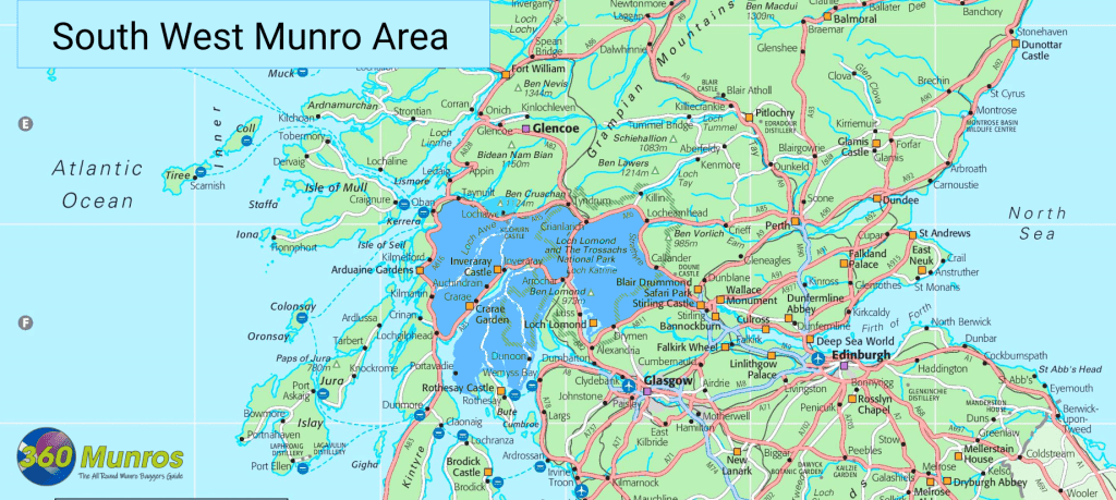 South west Scotland Munro area map