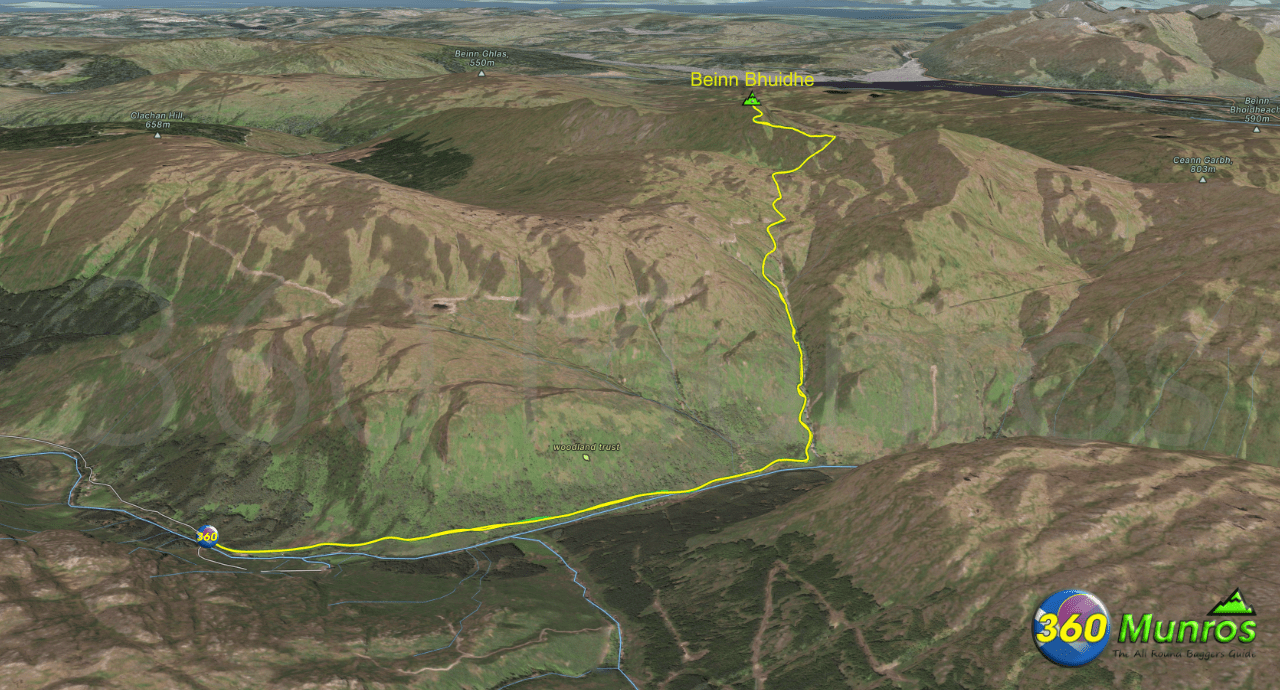 Beinn Bhuidhe route line on image