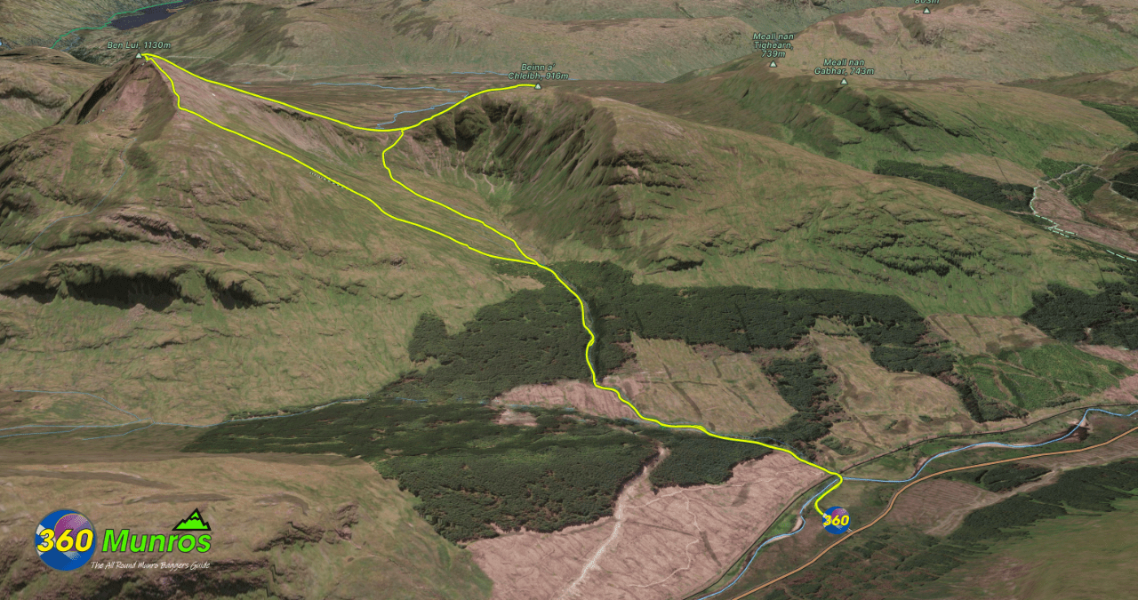 Ben Lui and Beinn a’Chlèibh 3D route image