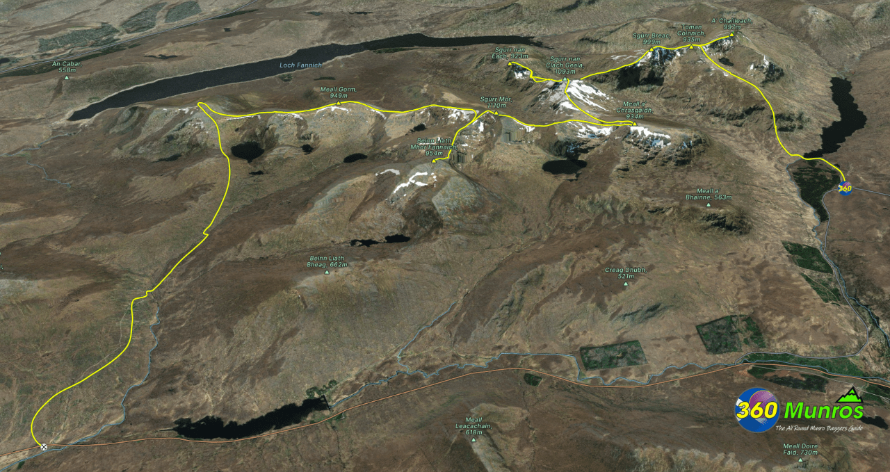 Fannich Munros 3D route image