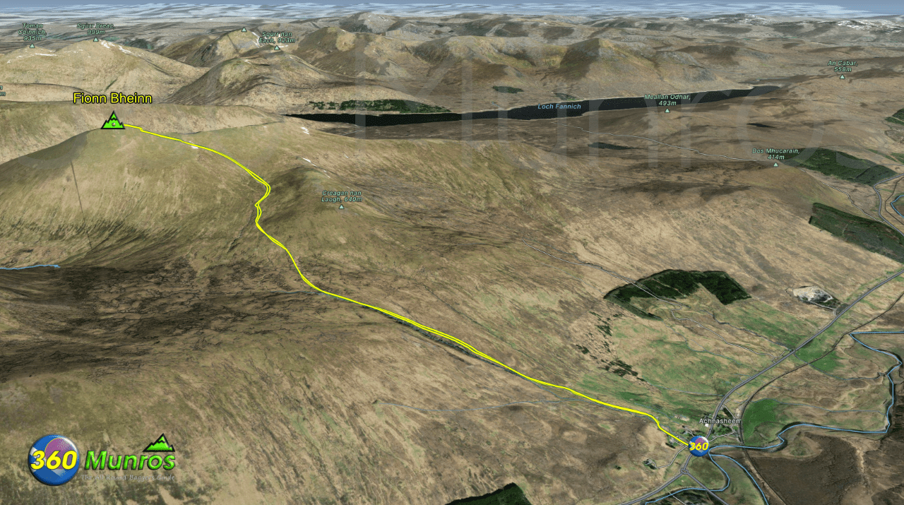 Fionn Bheinn route line on image